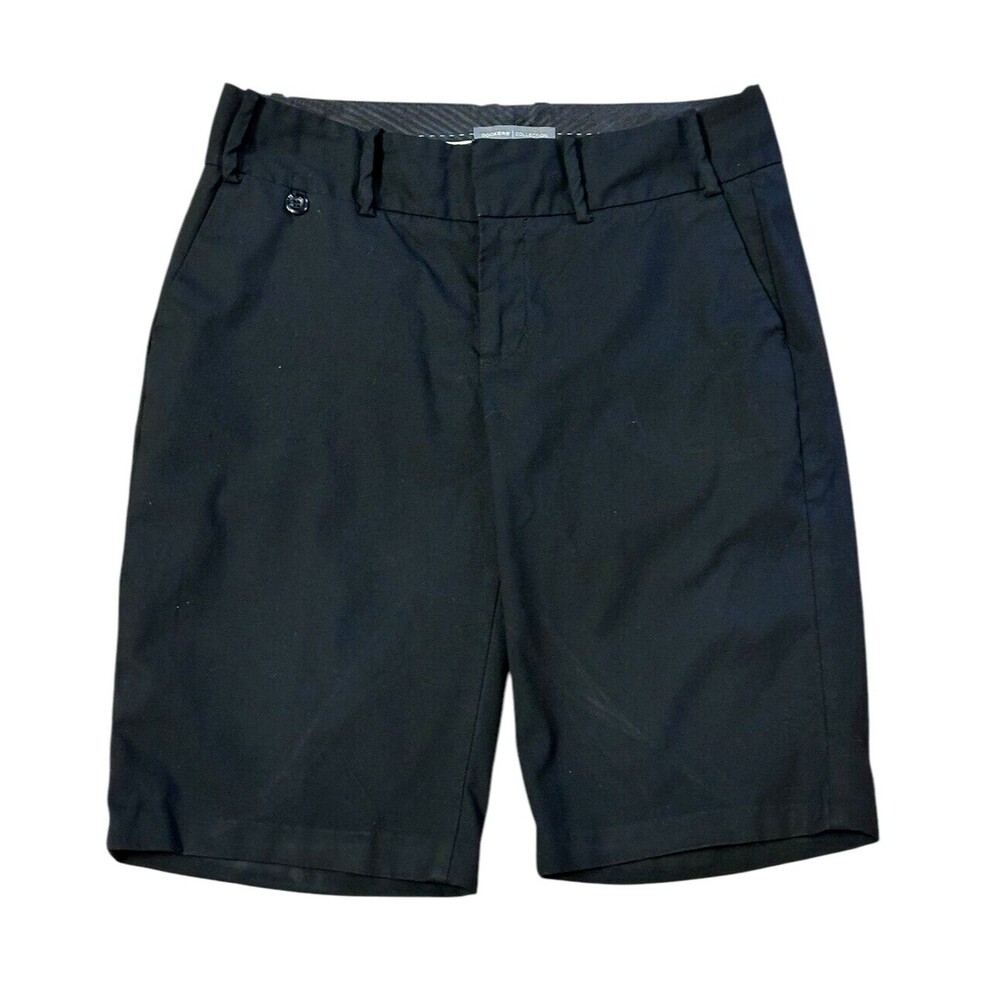Dockers women's mid rise chino style shorts curvy size 8 black dark academia